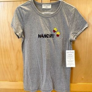 🍟 French Fry Hangry Tee NWT Size Large Gray With Sequins